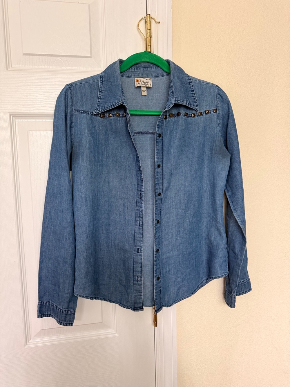 Pretty Rebellious Light Blue Denim Button-Down Shirt size S